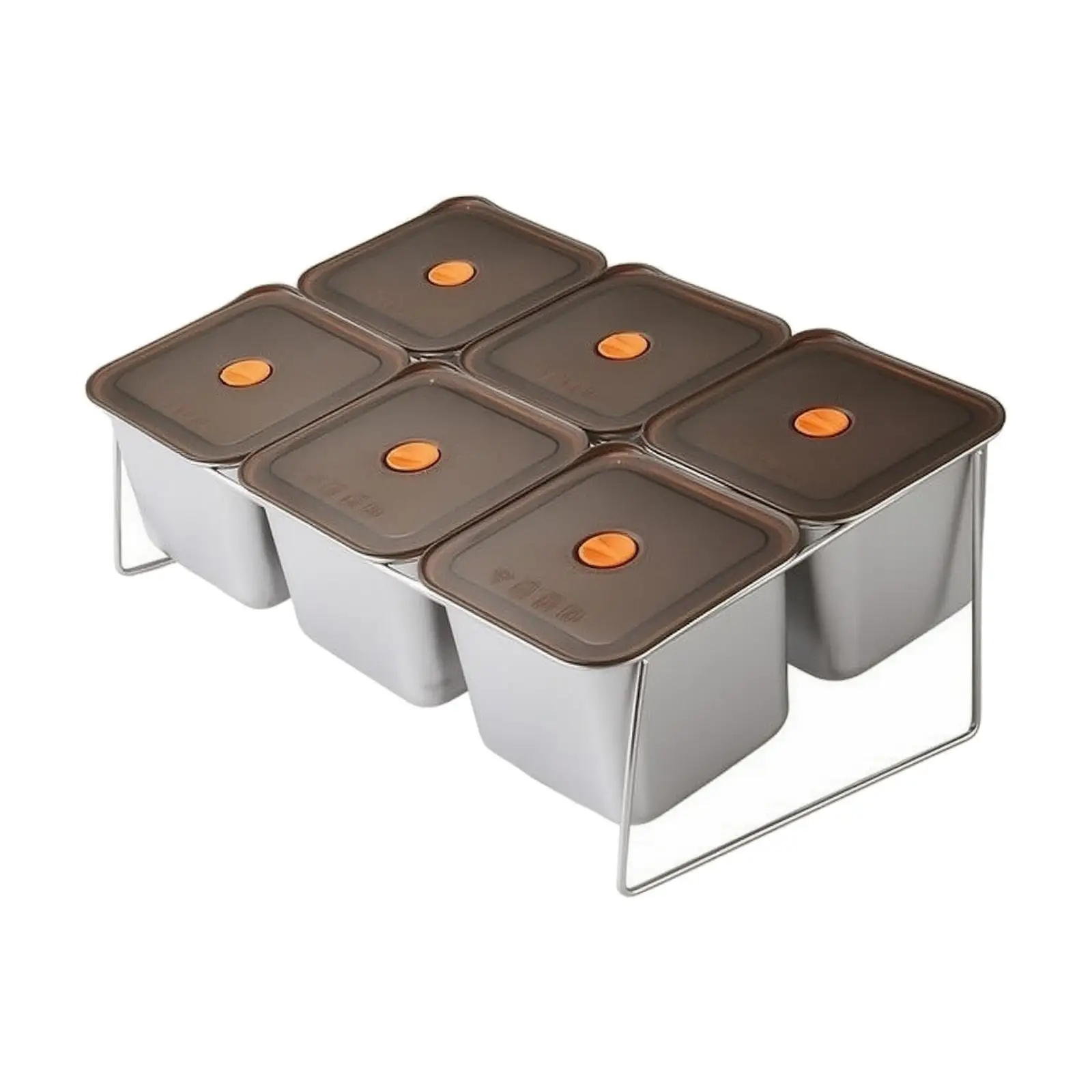 Stainless Steel Condiment Container System Rounded Corners Divided Condiment Organizer with Rack for Restaurant Owners