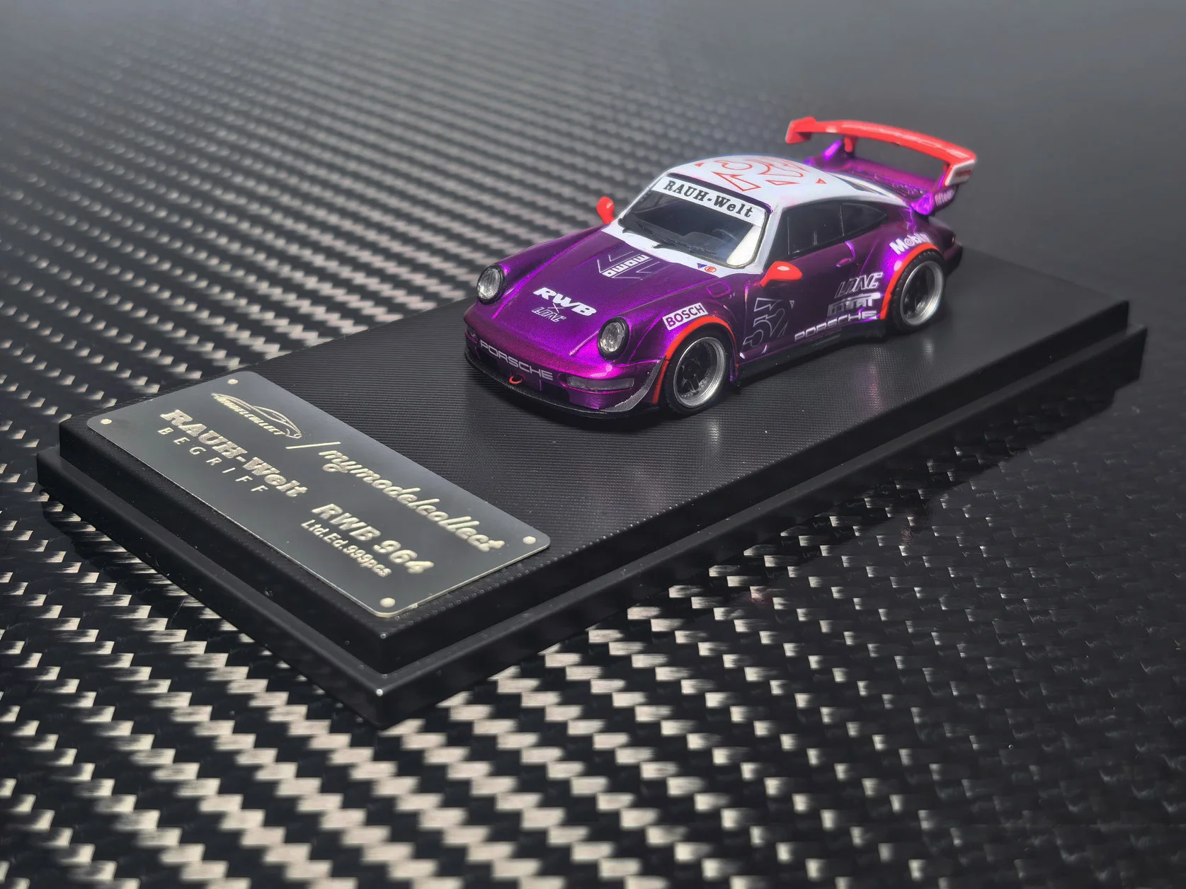 MC 1:64 Porsche RWB 964 High Wing Alloy Diecast Model Car Collectible Gift
