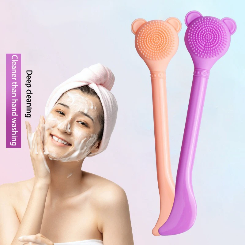 Double Head Facial Mask Brush Silicone Applicator Spoon Spatula Stirring Stick Women Skin Face Cleansing Care Home Makeup Tool