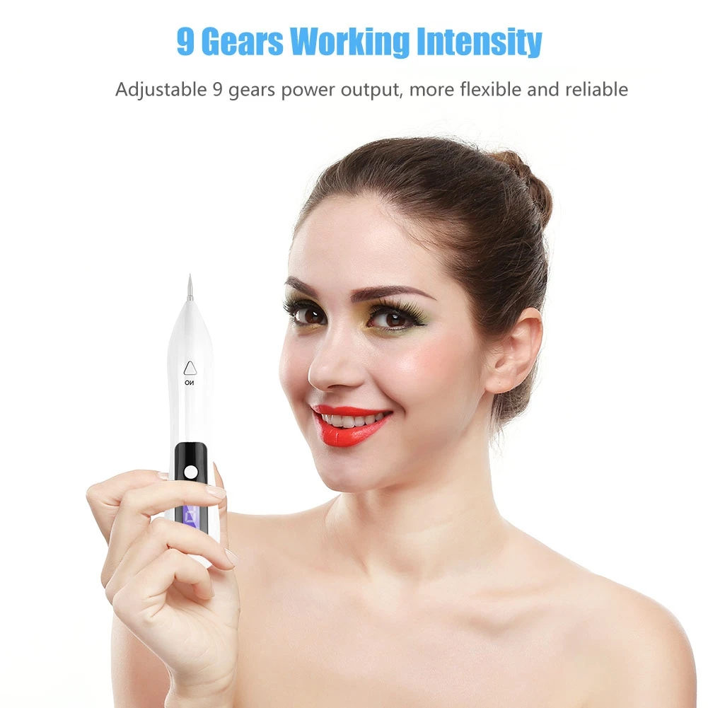 

White Portable Dot Mole Removal Pen - LCD Display Freckle Tattoo Remover Beauty Tool for Skin Whitening