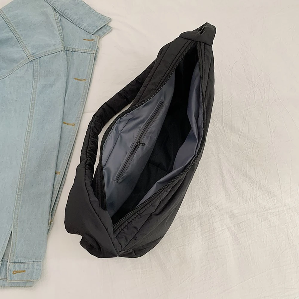 

Women Nylon Puffer Tote Bag with Inner Pocket Shoulder Bag Solid Color Large Puffy Purse Hobo Bag for Work Travel