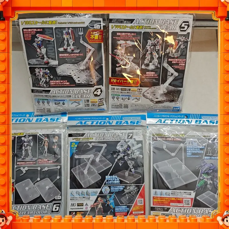 Bandai Action Base Universal Display Stand Serie, transparente und schwarze Action Base, kompatibel mit den Modellen 4, 5, 6, 7, 8, passend für 1:144 oder 1:100 Modelle.
