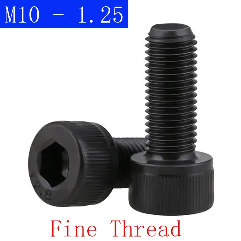 M10 - 1.25 ( 10mm ) FINE Thread Socket Head Caps Screws 12.9 Alloy Steel Black Oxide DIN 912 ISO 4762