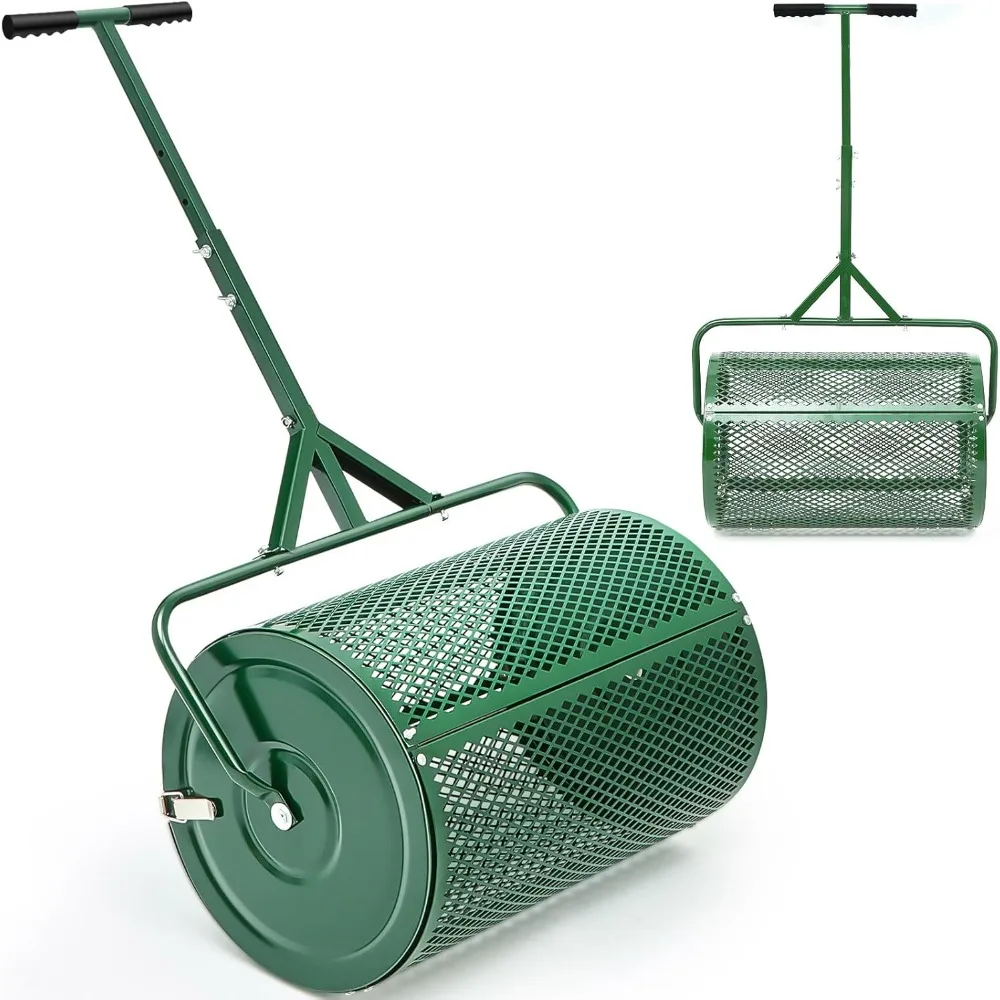 

36 Inch Compost Spreader, Peat Moss Spreader, Manure Roller with Adjustable T Shaped Handle, ​Lightweight Metal Mesh