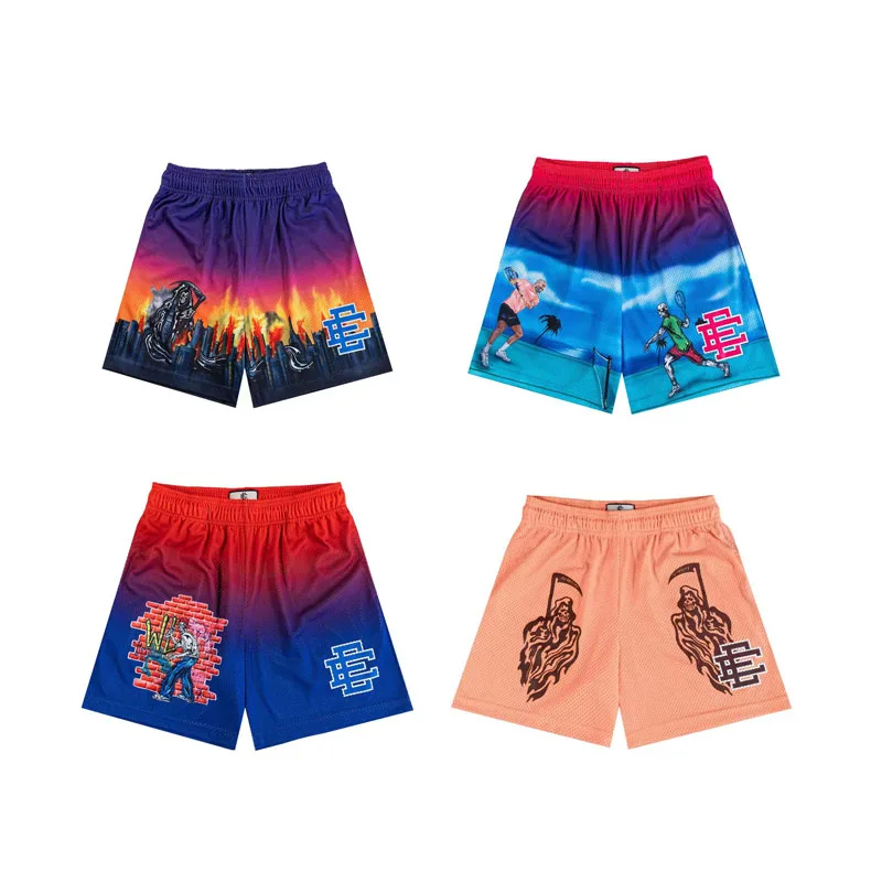 2024  Eric Emanuel EE Basic Mesh Short Classic Floral Printed Gym Shorts Men\'s Gym Basketball Sports Beach Shorts Men