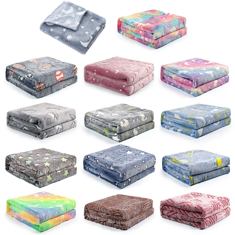 Soft Flannel Blanket for Kids Adults Decor Luminous Throw for Bed Sofa Couch Car