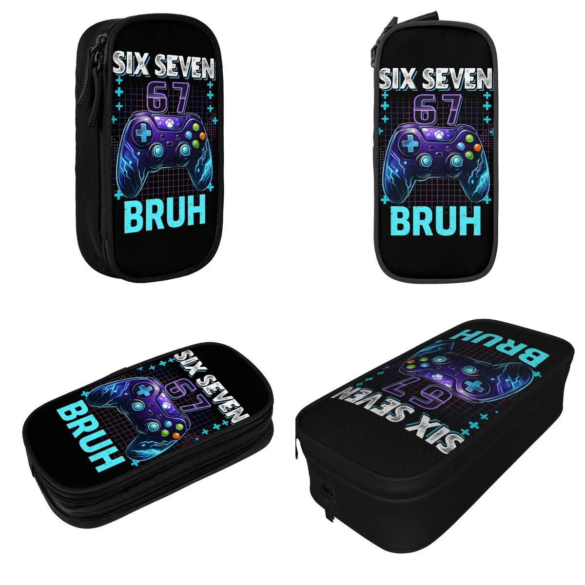 Cute Funny Six Seven 67 Bruh Birthday Boy Gamer Pencil Cases Pencilcases Pen Holder Kids Bags School Supplies Zipper Stationery