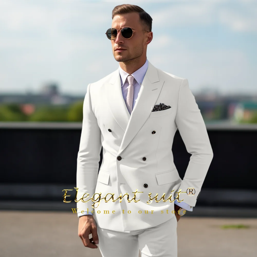 Men's double breasted suit 2 piece suit (jacket and trousers) custom made formal and business events wedding suit dress