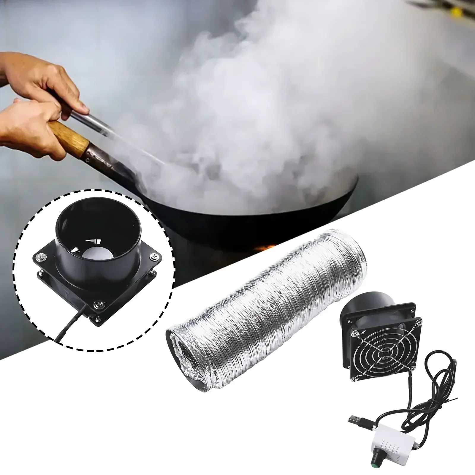 1set Smoke Absorber ESD Fume Extractor Fan Pipe Duct Exhuast Fan USB Adjustable Speed Kitchen Industrial Fan Adjustable