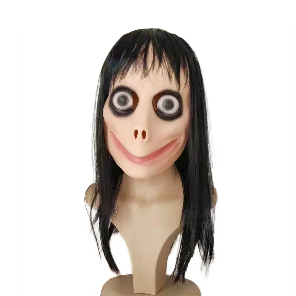 Masque fantôme d'horreur à cheveux longs pour femme, masque Momo, Tern effrayant, perruque fantôme d'halloween, casque, 2025