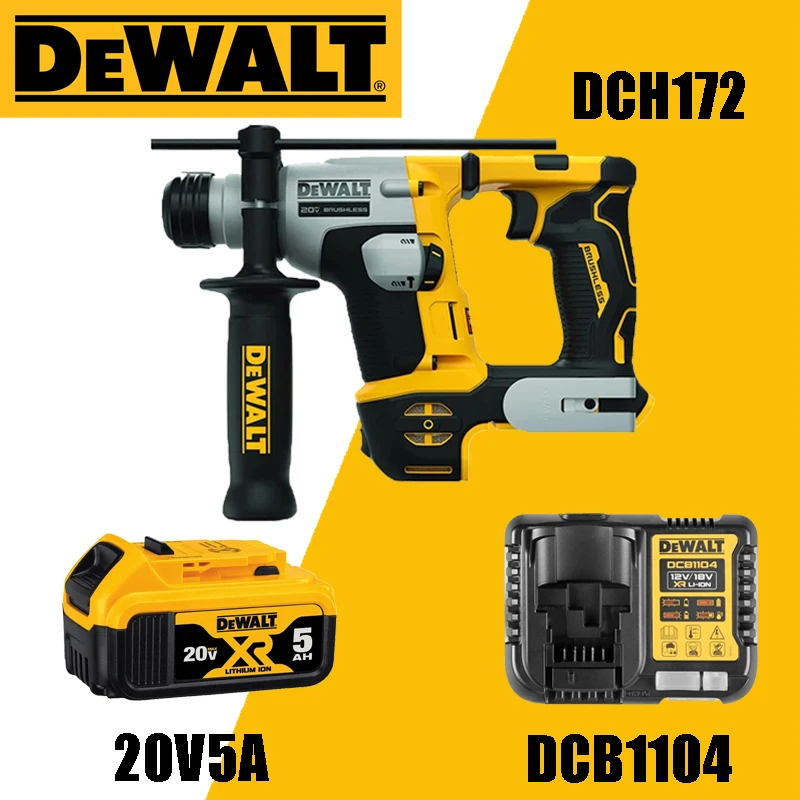 DEWALT DCH172 Brushless 20V Portable Lithium Battery Hammer Impact Drill Shock Absorption Design 16MM ATOMIC Compact Drill