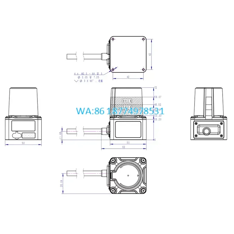 Wmwmnu for Agv Tof 2d Lidar Sensor 18khz Scanner 905nm Front Distance Radar Sensor for Forklift