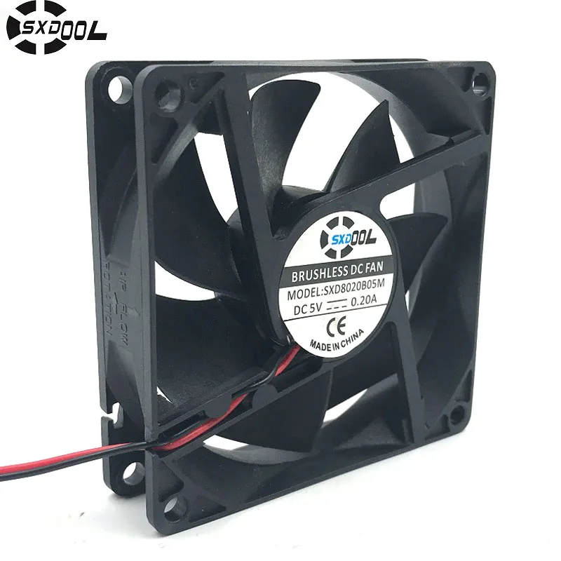 Original SXDOOL SXD8020B05M 80*80*20mm DC5V 0.20A 2600RPM 27CFM 30DBA axial cooling fan