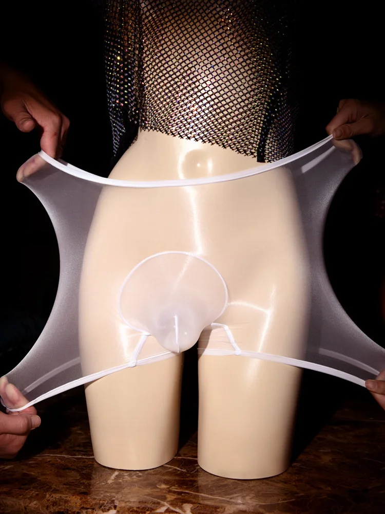 Sexy Men Sheer See Through U Convex Pouch Briefs Silk Nude Feeling Breathable COCK Ring Elastic Underwear Super Thin Thong