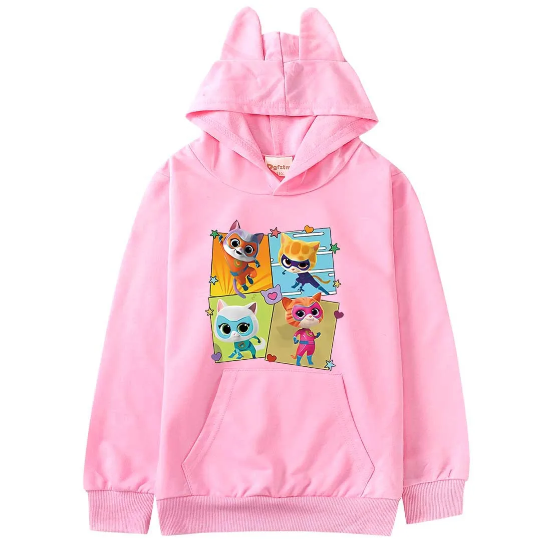 

Одежда SuperKitties, детские толстовки, детские пуловеры Kawaii, пальто, повседневные толстовки с капюшоном для маленьких девочек, одежда с кошачьими ушками для мальчиков