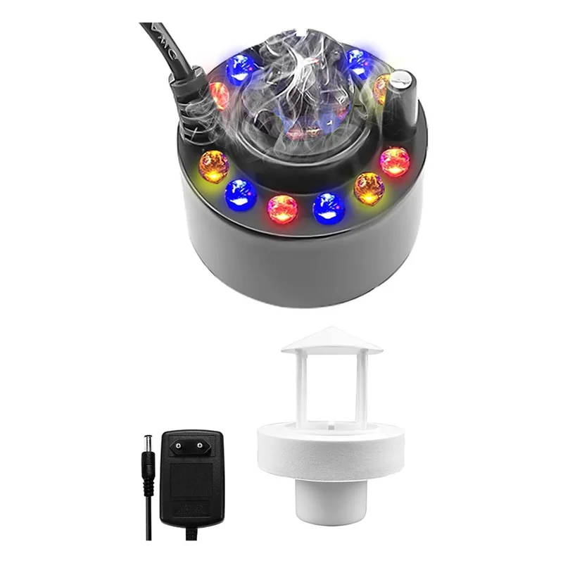 

ABMR-12 LED Fog Machine Ultrasonic Nebulizer Mist Maker Plastic With Removable Splash Guard EU Plug