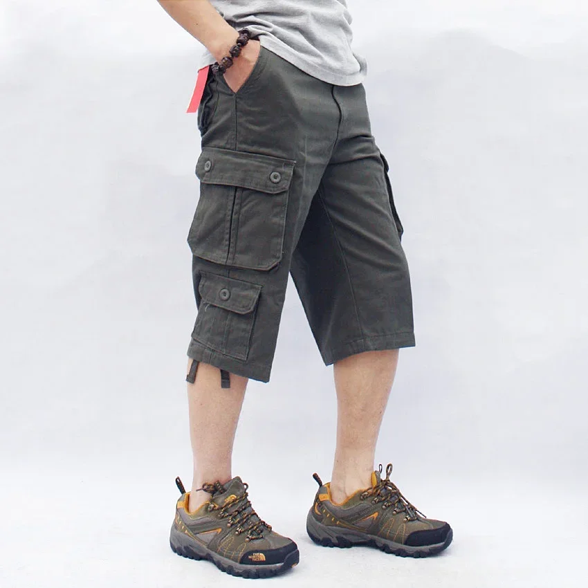 

Summer men's seven-point overalls tide brand loose large size cotton five-point shorts fat 7-point cargo pants plus