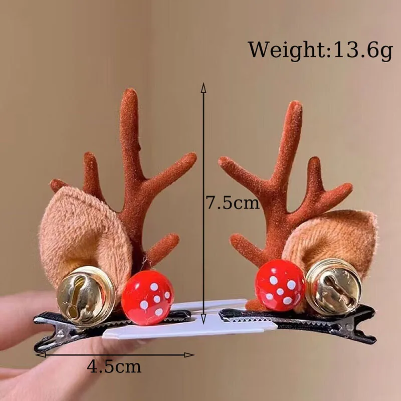 New Christmas 1Pair Women Hair Clip Apparel Accessories 3 Styles Deer Antler Festival Hairpin Ornaments Cute Girls Gift Headwear view 4