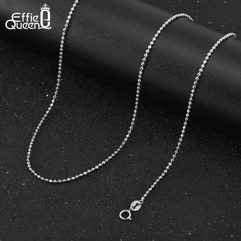 Effie Queen Fashion 1.0/1.5/2.0mm Ball Faceted Bead Chain Necklace for Women 925 Sterling Silver Necklace Birthday Jewelry SC77