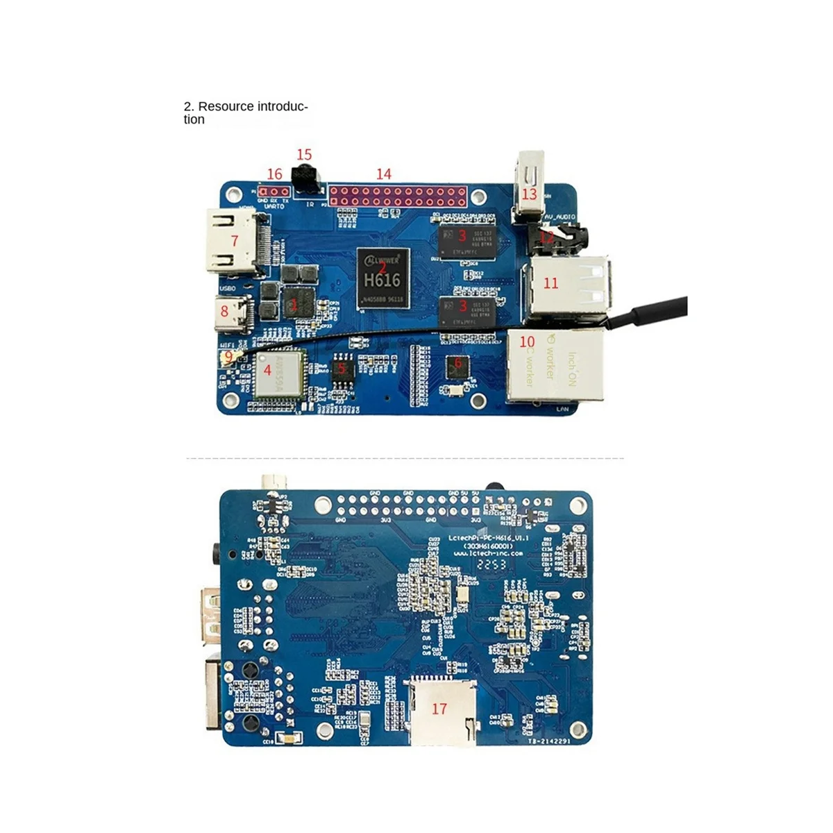 Placa de desarrollo de programación LCPI H616 DDP3, procesador de cuatro núcleos de 64 bits, Linux/Android