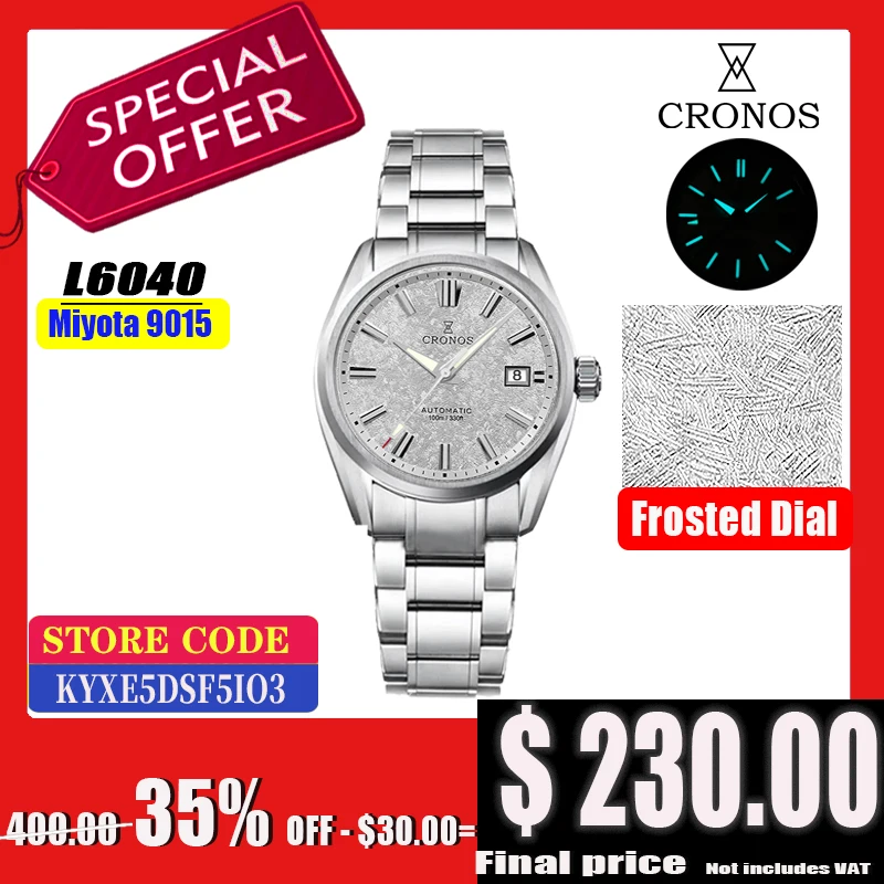 

Cronos New 39mm Texture Luxury Men Business Dress Watches Miyota 9015 PT5000 SW200Automatic Mechanical Waterproof 100m L6040 M