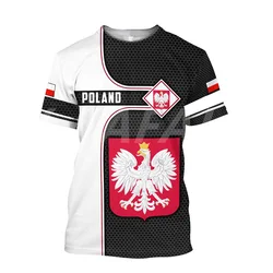 Polish Flag Print Men's T-shirt High-quality Tops Tees Summer O-neck Street Casual Oversized Flag Of Poland Men's Clothing 6xl