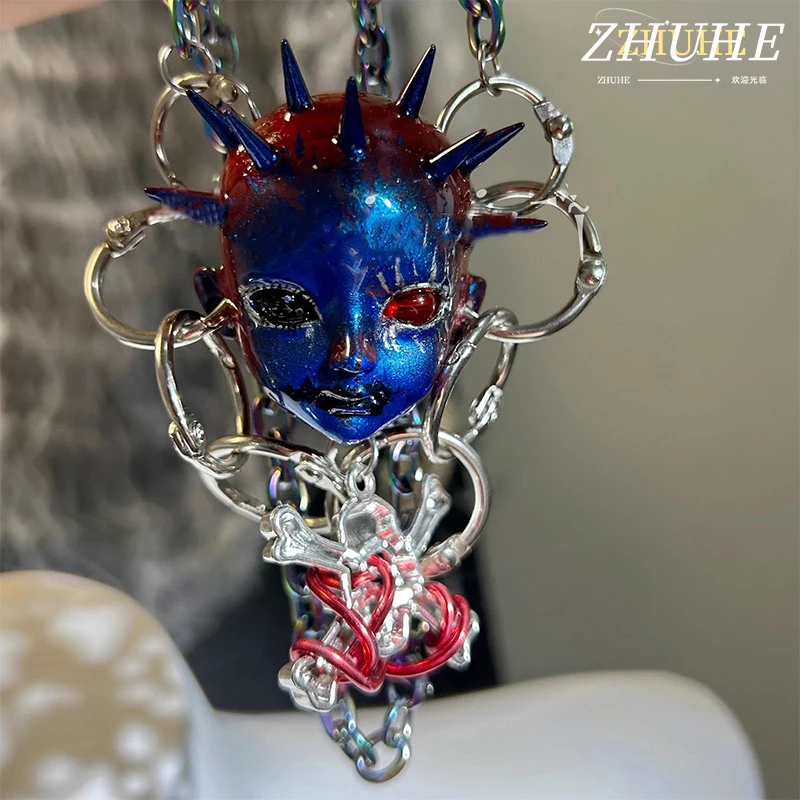 

ZHUHE The Seven-color Doll Head Necklace In Cyberpunk Style Is A Jewelry Accessory For Men And women As A Party Gift