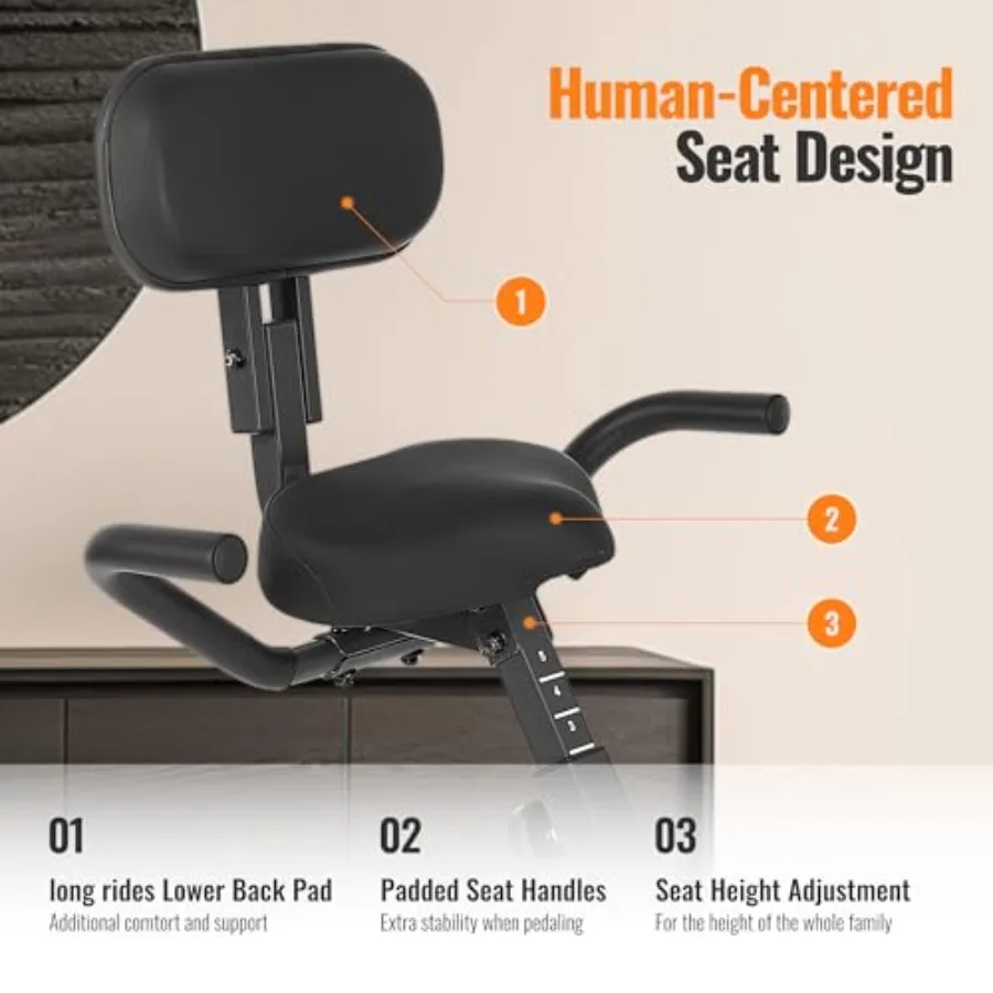 Folding Exercise Bike for Home Workout with 10 Level Adjustable Magnetic Resistance and Arm Resistance Band LCD Display Support