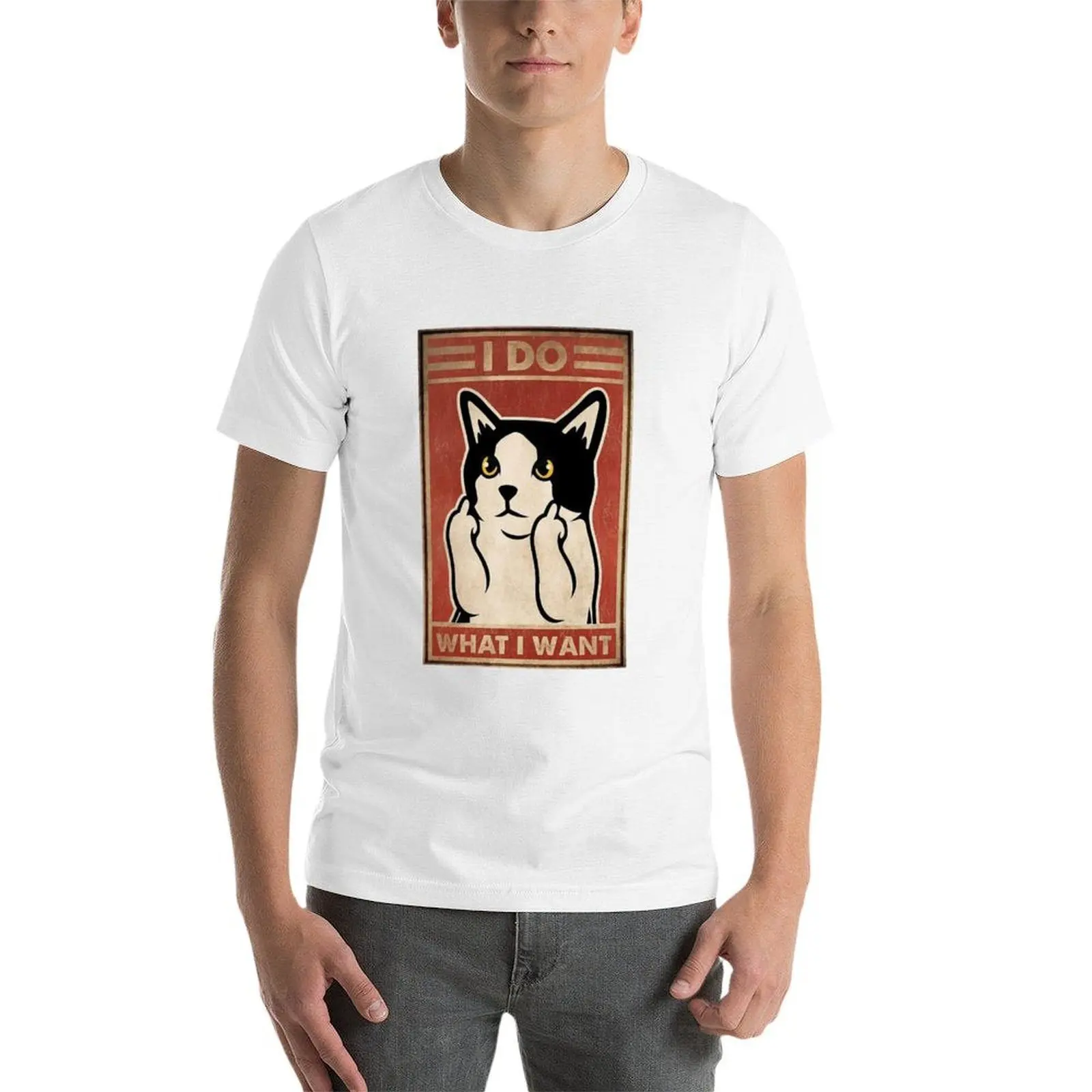 أفعل ما أريد القط تصميم تي شيرت رجل تي شيرت القطن تي شيرت للرجل القطن تي شيرت