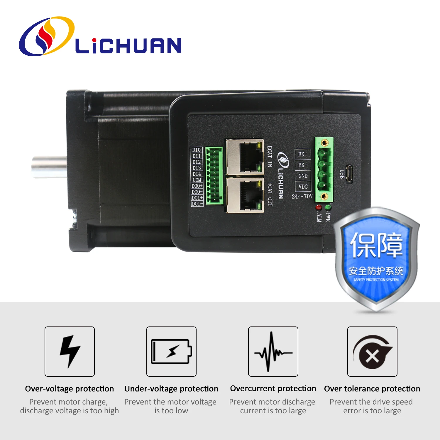 Lichuan 48V 6A 1000PPR 4.5/8.5/10/12N.m Integrated Motor Controller 2Phase Nema34 Closed Loop Integrated Stepper Motors Driver