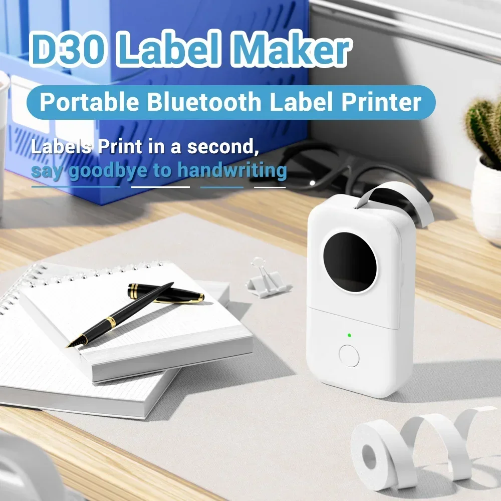 Phomemo Label Printer D30 Label Maker Sticker Maker Machine Portable Bluetooth Mini Labeler for Office Home School Android iOS