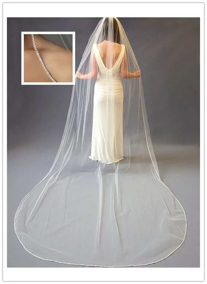 1T White/Ivory 3m Cathedral crystal Wedding Accessory Bridal Veils veil + comb