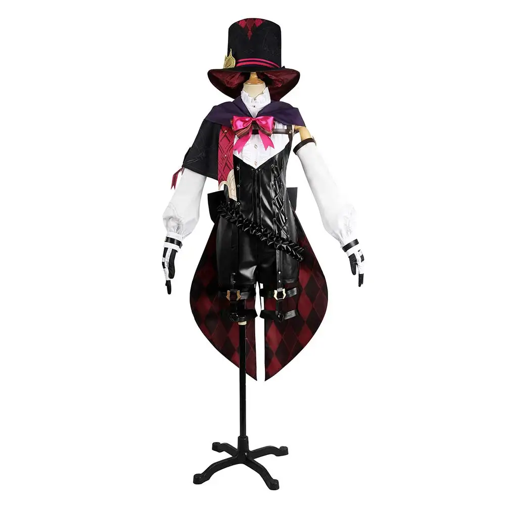 Lyney disfraz de Cosplay para hombre, conjunto completo de ropa, abrigo, camisa, vestido, sombrero, pelucas, trajes de fiesta de Halloween para adultos