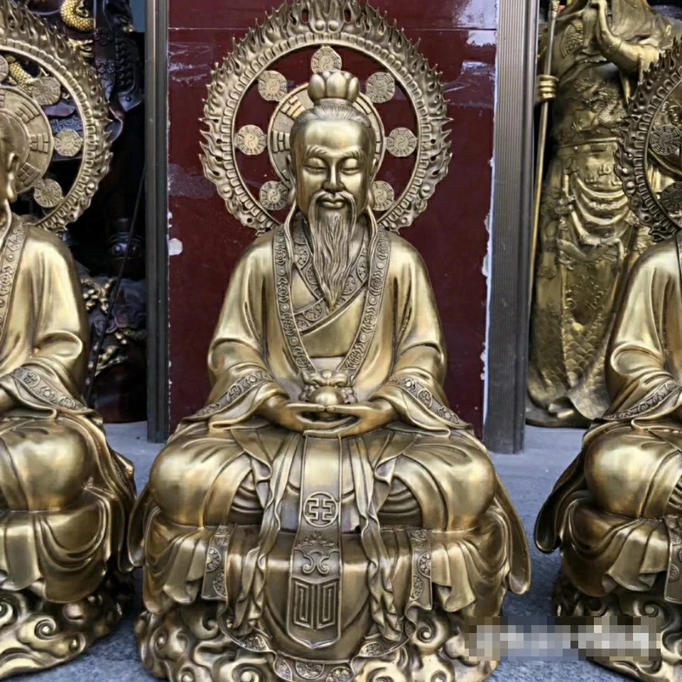 52CM A set 3PCS Taoist priest Taoism temple Hall SAN QING ZUSHI Buddha Gods statue Bronze of taishanglaojun