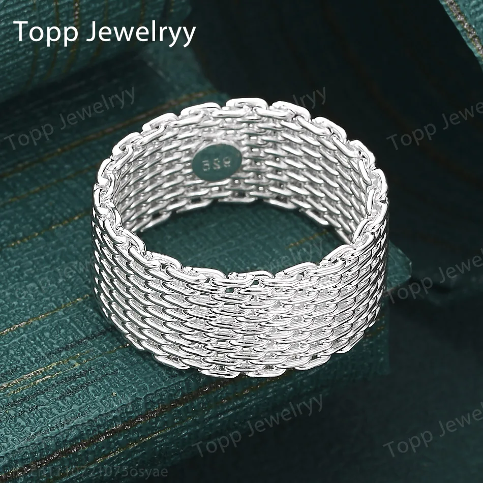 New 925 Sterling Silver Beautiful 6-10# Braided Mesh Ring For Women Fashion Charm Gifts Party Jewelry