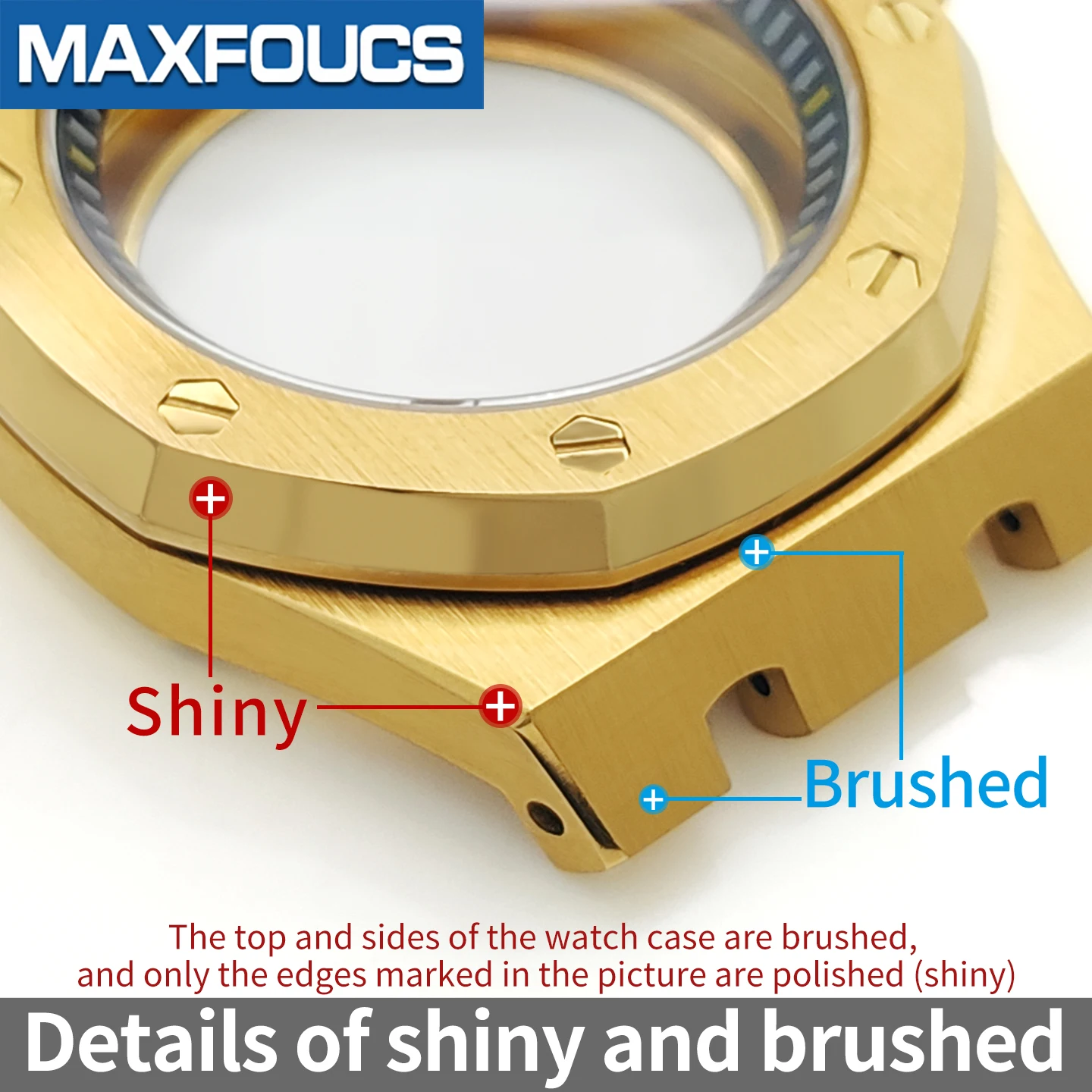 A.P.Style Uhrengehäuse MOD SKX NH35 NH36 4R36 Edelstahl Krone Kapitelring Saphirglas Glänzend/Gebürstet Uhrengehäuse Kundenspezifische Teile – Detail 7
