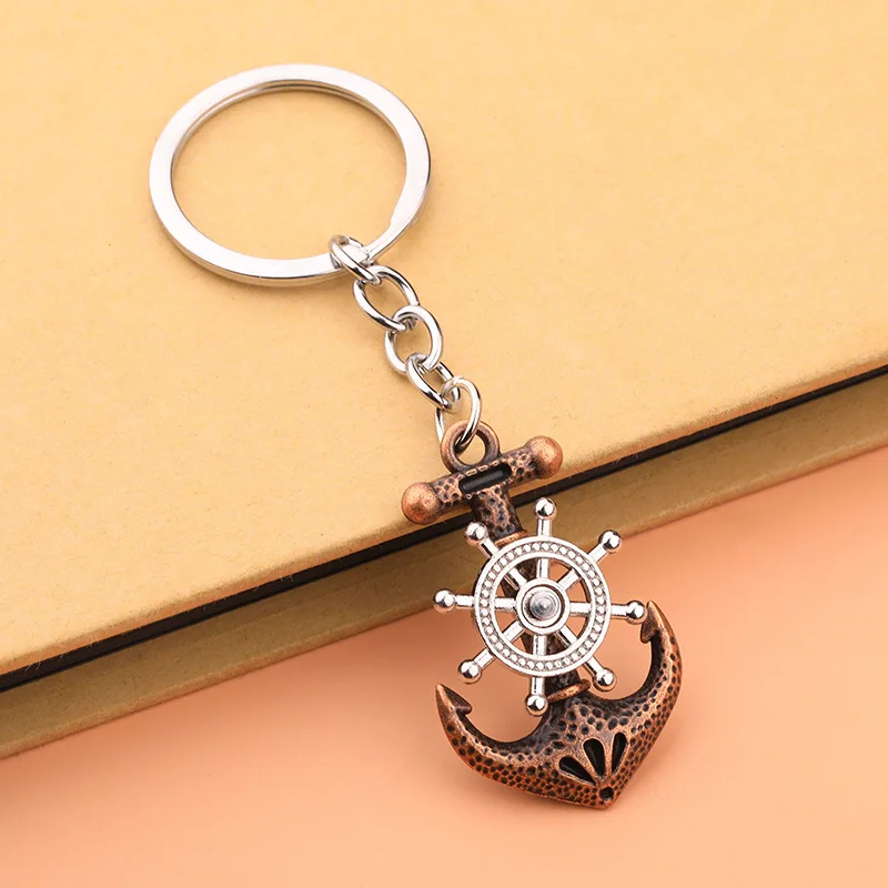 Personalized retro pirate ship keychain anchor will turn keychain pendant charm party gift