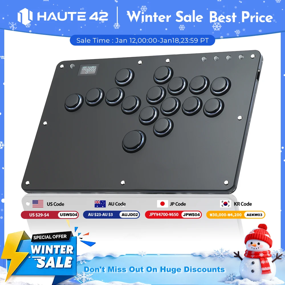 Haute42 Controle Arcade Joystick Hitbox Controller Button Rim Hitbox Leverless Arcade Controller For PC/ PS5/PS4 Fighting Stick