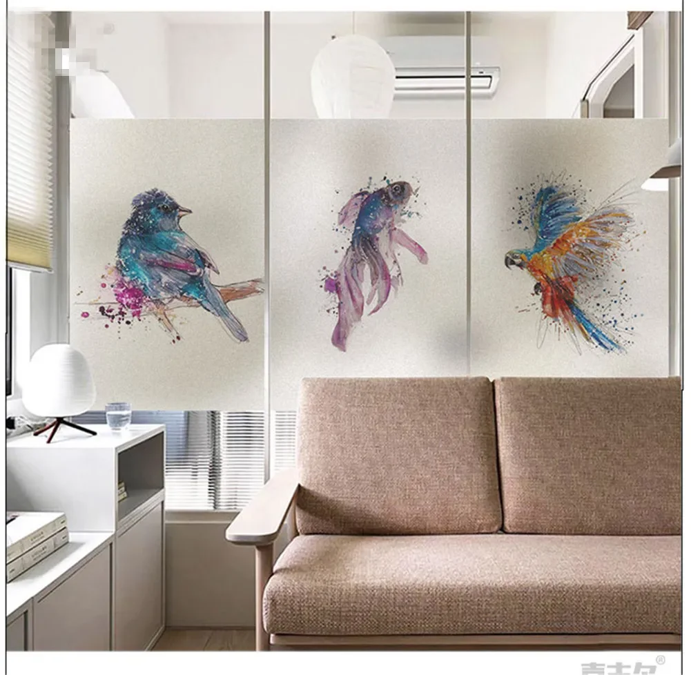 Static Cling Privacy Windows Film Decorative Animal Picture Stained Glass Window Stickers   Frosted Windows Film