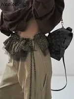 Neploe Korea Lace Up Mesh Leopard Mujer Faldas Moda Ruffles Lace Up Y2K Goth Trendy Streetwear Faldas Women Pure Desire Falda