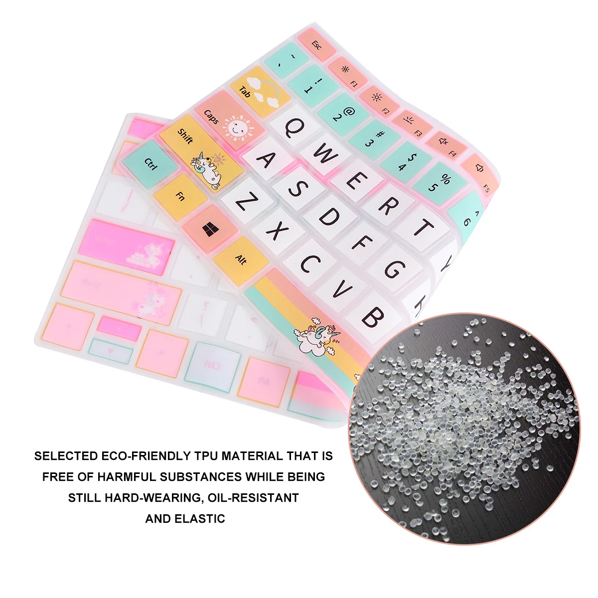 Penutup Keyboard Laptop Silikon Film Pelindung Cetak Unicorn Warna-warni Membran Keyboard Komputer Laptop yang Kompatibel