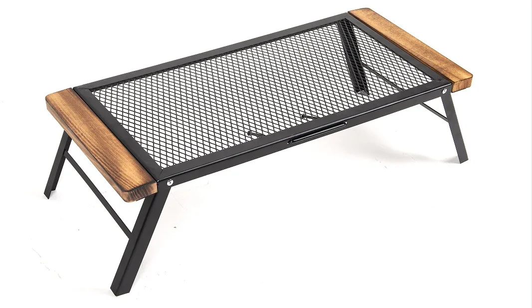 Newest Outdoor Camping Folding Table Portable Solid Wood Iron Mesh Picnic Table Outdoor Travel Storage Table