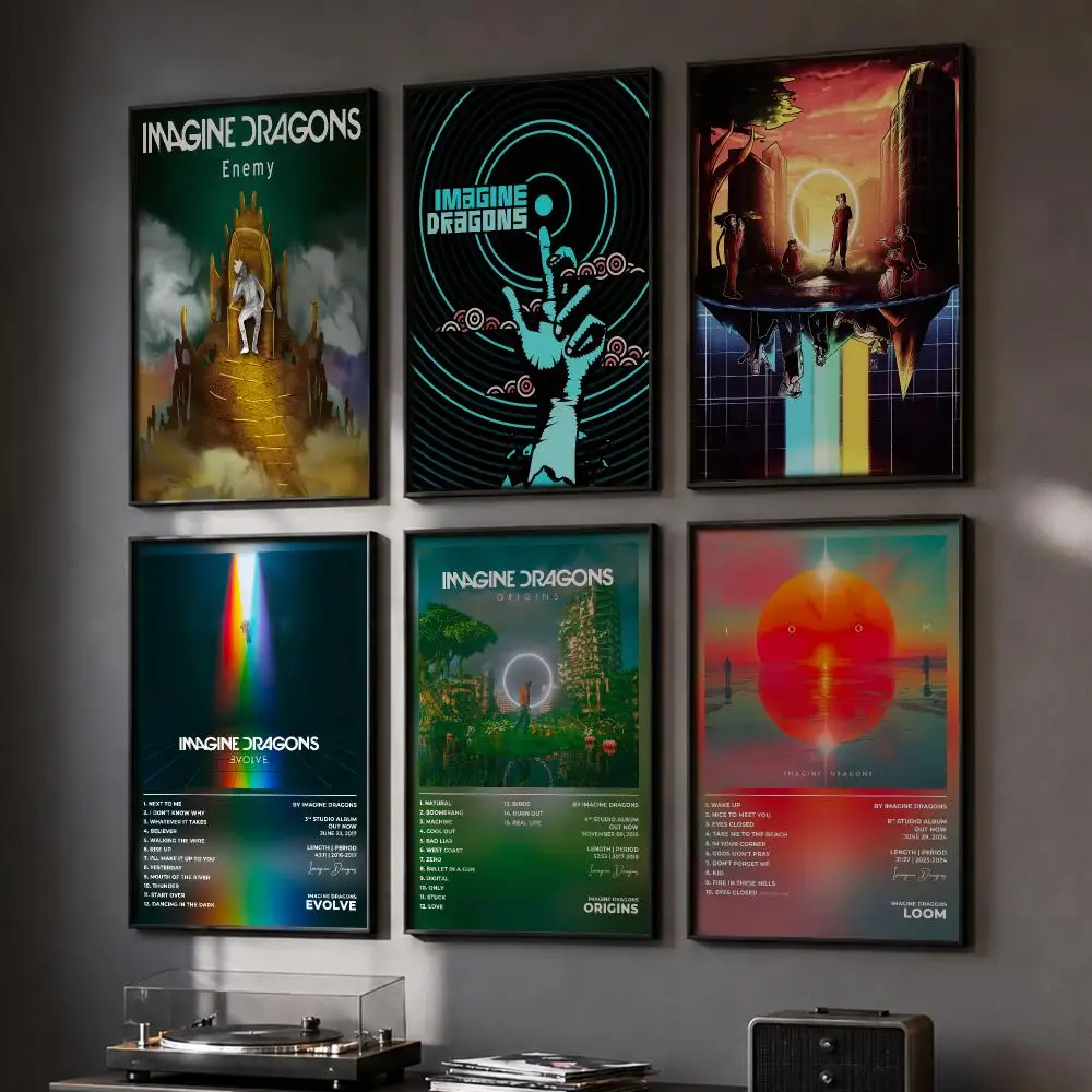 I-Imagine Dragons Rockband-Poster HD Wandaufkleber für Zuhause, Flur, Wohnzimmer, Schlafzimmer, Bar, Büro, Dekor, Kunstdrucke