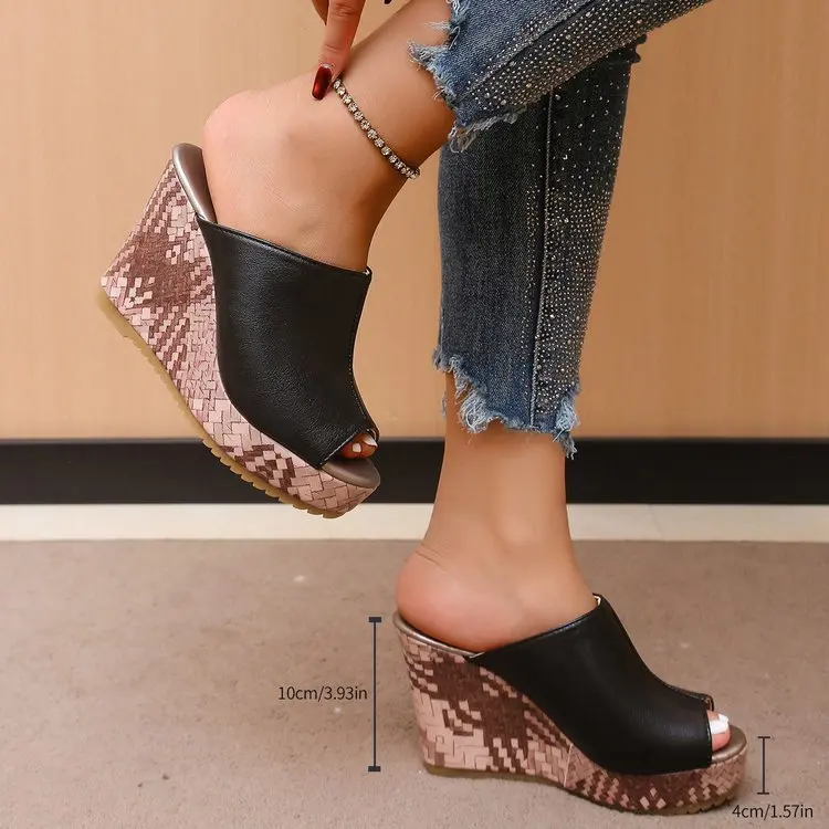 

Новая летняя женская обувь 2025, женские тапочки на толстой подошве на наклонном каблуке