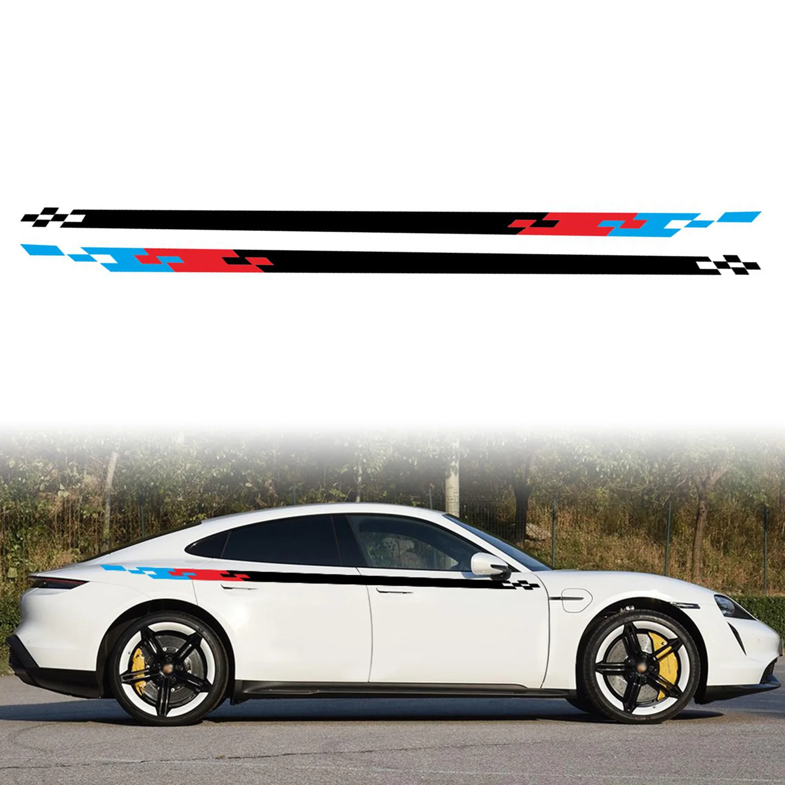 

Car Body Sticker Car Side Sticker Car Sticker Three Colors Strip Racing Car Body Side Decal for All Cars Decal