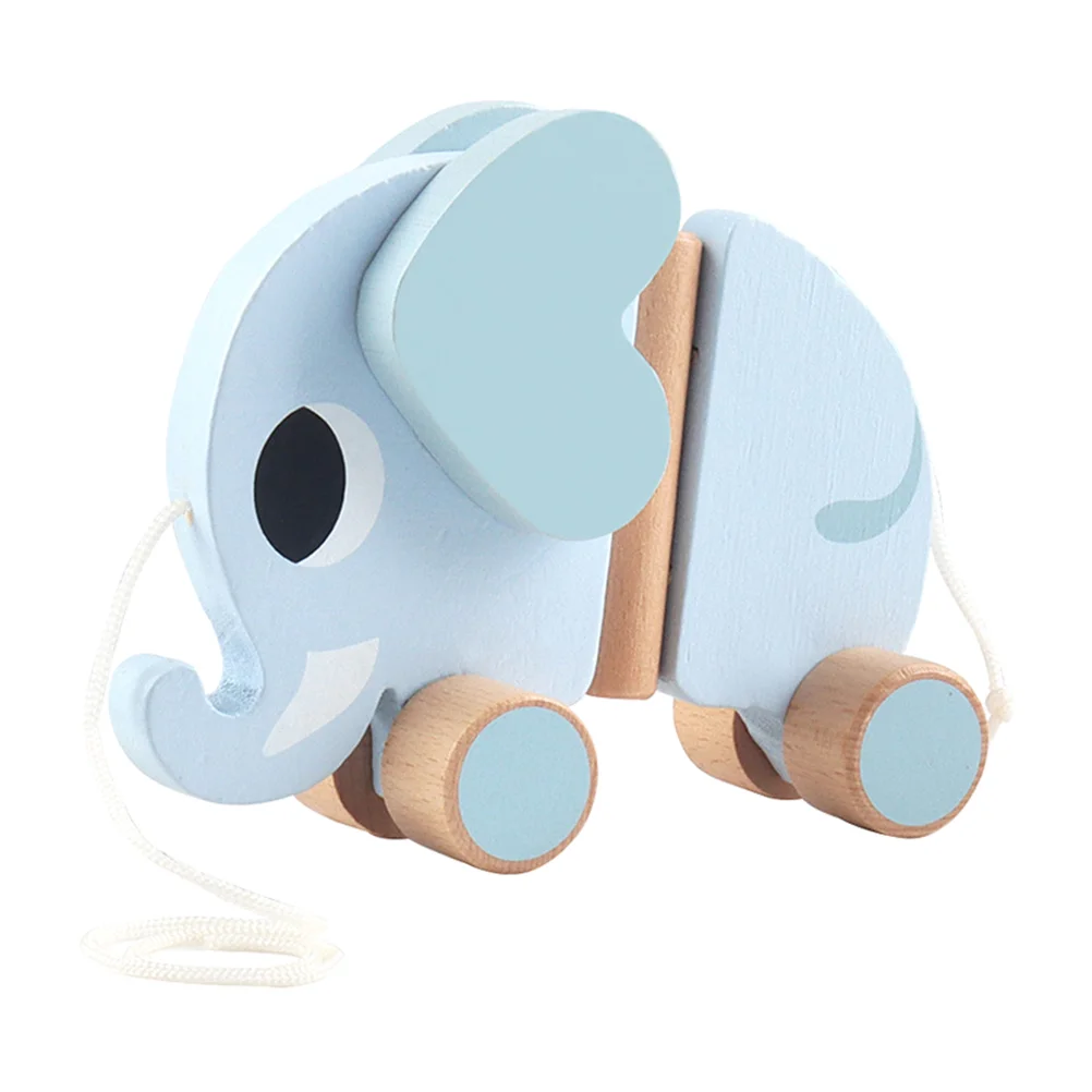 Toddler Baby Push Walker Toys for Toddlers Children’s Babies Pull-along Plaything Cartoon Wooden Elephant