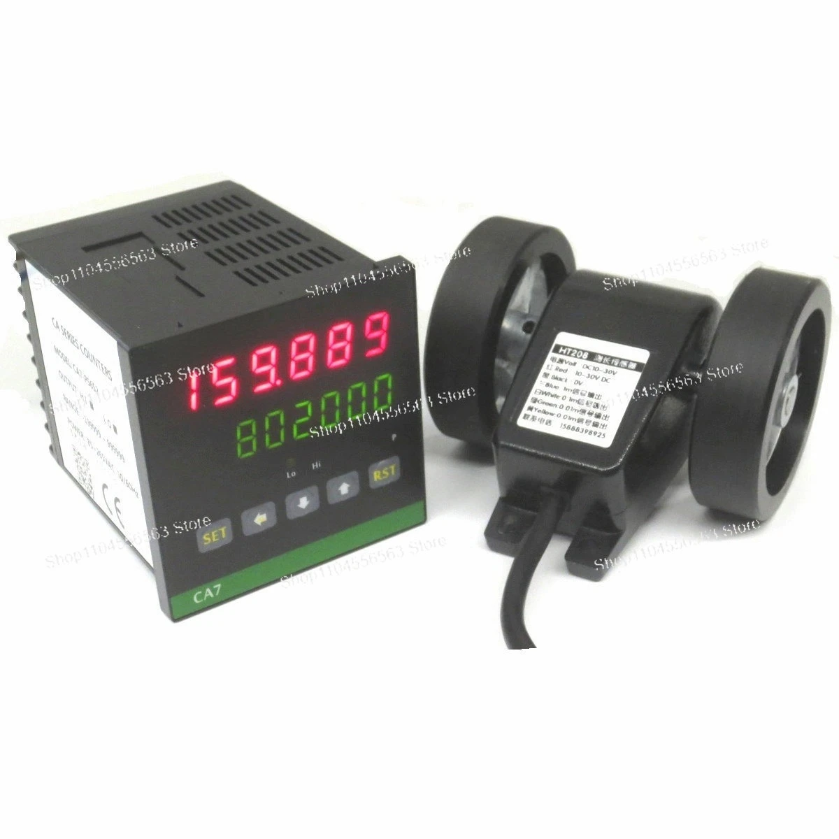 High-precision electronic double digital display plus/minus counting meter with roller encoder, meter wheel alarm set