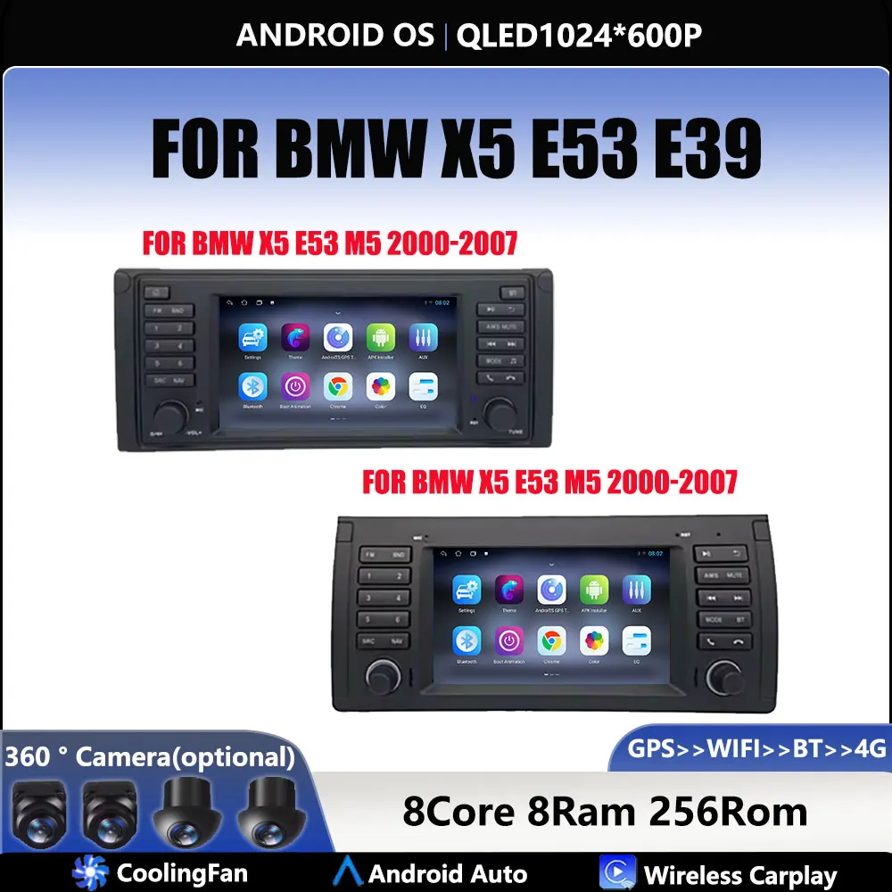 

7 "4G для BMW X5 E53 E39 Автомобильный Carplay Auto Android OS Радионавигация GPS Мультимедийный видеоплеер BT 5,0 WIFI DSP