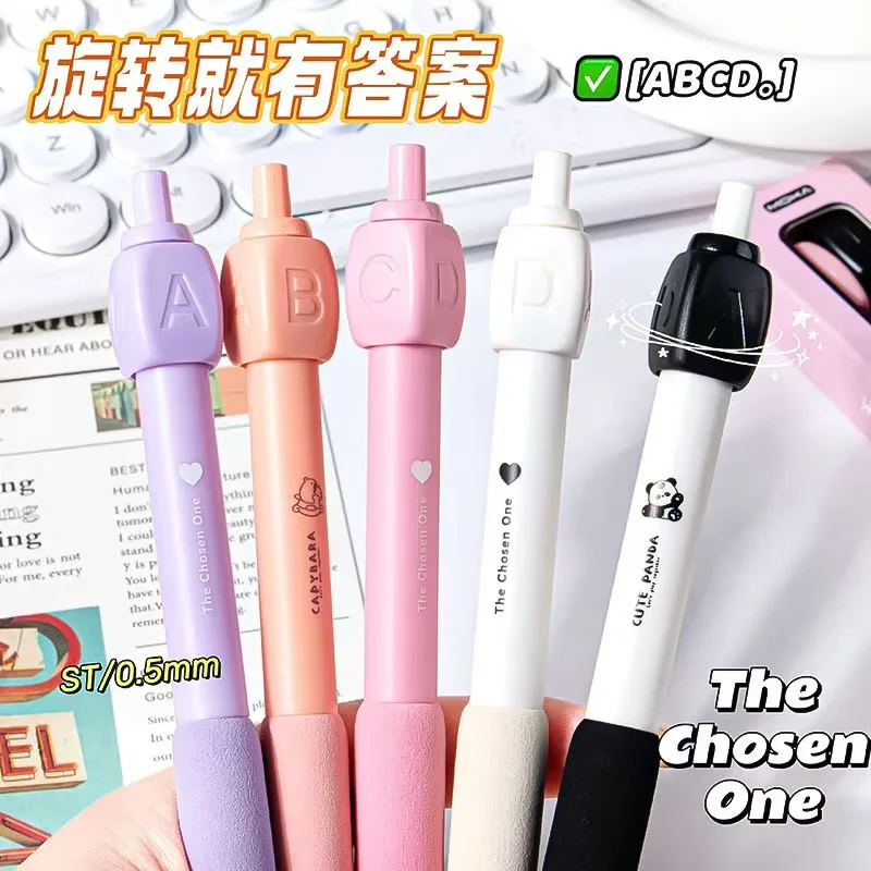 2Pcs Lustige ABCD Rotation Antwort Gel Stift Kugelschreiber Stille Lager Entlasten Angst Neuartige Design Rotation Gel Stift schreibwaren geschenk