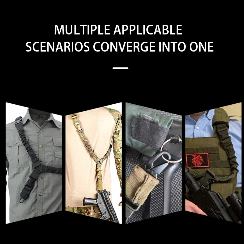 Tactical Gun Sling Military Shooting Regulowany 3-punktowy Bungee Airsoft Rifle Pasek Myśliwski Akcesoria turystyczne — zdjęcie 5